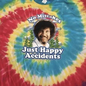 S Tie dye rainbow short sleeve Bob Ross T